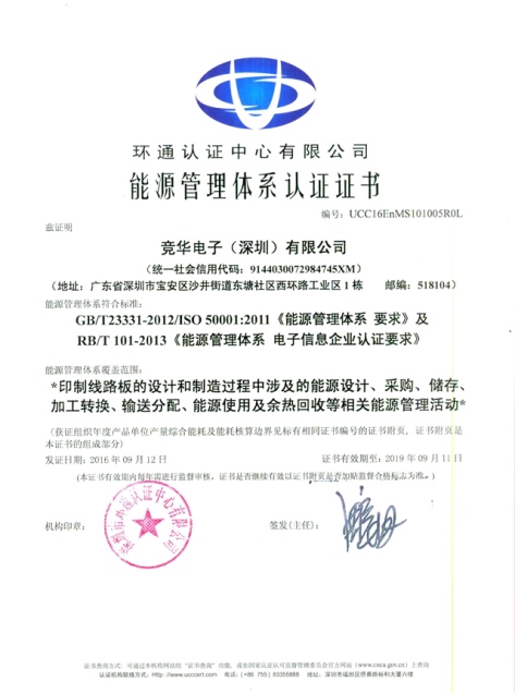 能源管理体系认证证书